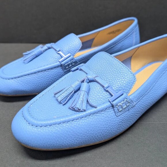 Talbots Women’s Everson Tassel Moccasins Blue Leather Slip On Shoe Size 8.5M EUC - Picture 2 of 6